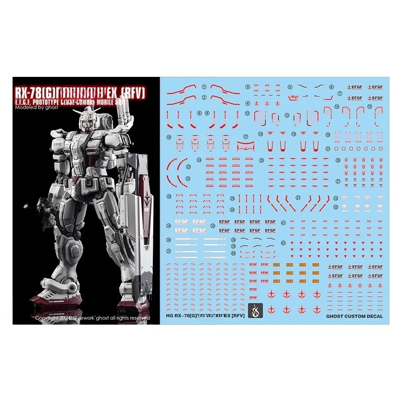 YAN FLAME รูปลอกสไลด์น้ํา GHOST สําหรับ HG 1/144 RX-78 RX-78[G]E EX [RFV] (YANHG105)