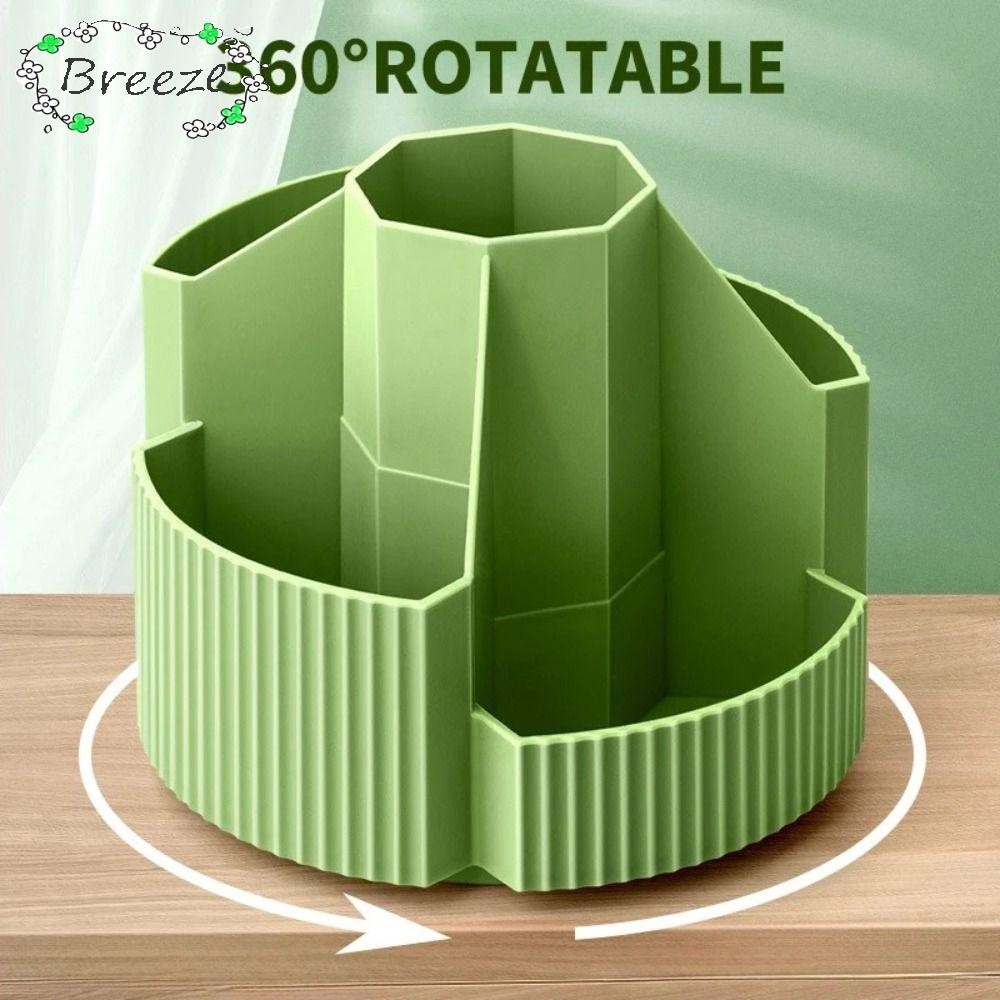 BREEZE Desktop Stationery Organizer, 5 Slots Desk Organizer กล่องเก็บเครื่องเขียน,มัลติฟังก์ชั่นหมุนได้ 360 องศาความจุขนาดใหญ่ที่ใส่ปากกาตั้งโต๊ะเด็ก