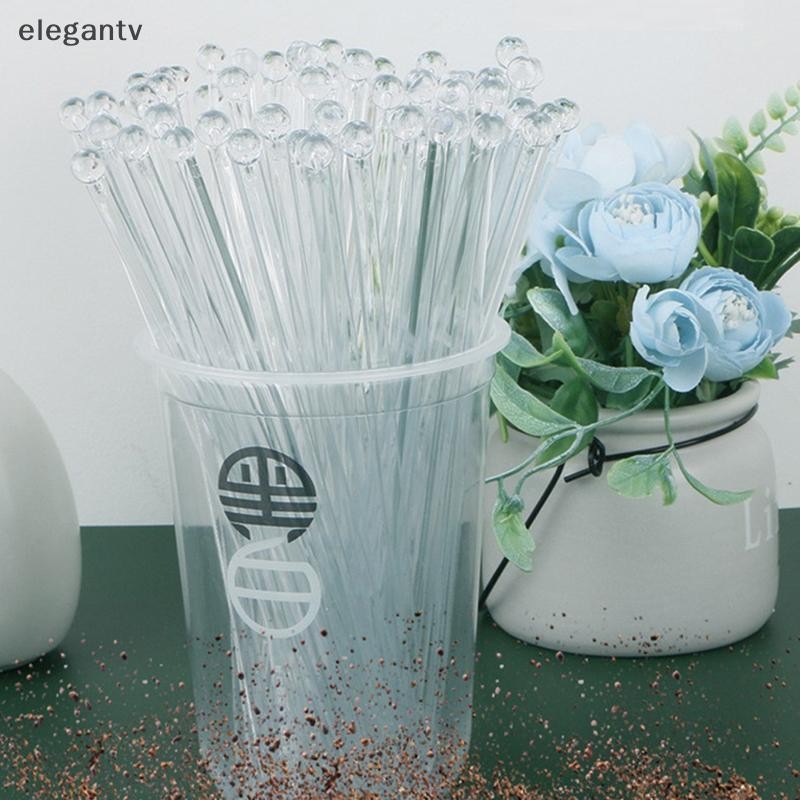 EGN 100 ชิ้นหัวกลมพลาสติกกวนผสม Sticks โปร่งใสค็อกเทลเครื่องดื่มบาร์ Muddler Ladle Stirrer Swizzle Stick Barware N