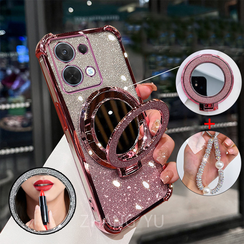 ปลอกสําหรับ Redmi note 13 14 Pro + 4G 5GหรูหราชุบGradient Glitterเคสโทรศัพท์เข้ากันได้แม่เหล็กBracketกล้องปกป้องกันกระแทกปกอ่อนSJSFDD07