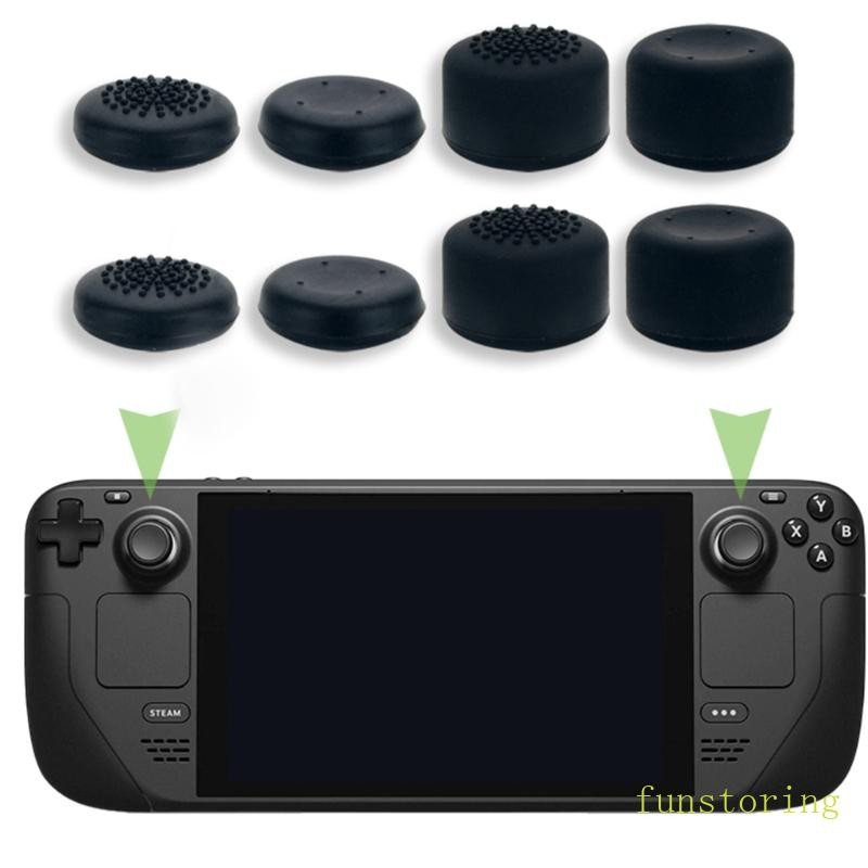 FUN 8 ชิ้น Analogs Stick Controller สีดํา Thumb Grips 21 มิลลิเมตร Diamerer ABS ติดตั้งสําหรับ Gamin