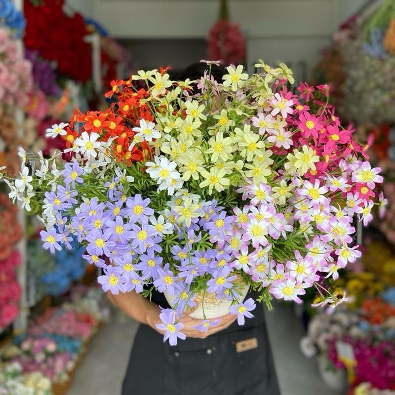 (1ก้าน)มินิคอสมอสก้านยาว งานVIP ดอกดาวกระจายยาว57เซน 3กิ่ง หน้าดอก4.5เซน ดอกไม้ประดิษฐ์