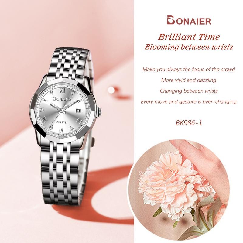 นาฬิกาผู้หญิงแฟชั่น CHAXIGO&BONAIER นาฬิกาเพชรกระจก ดีไซน์ไม่ซ้ำใคร นาฬิกาผู้หญิงที่สง่างาม เหมาะสำหรับผู้หญิงอายุน้อย BK986-1 - รูปที่ 4