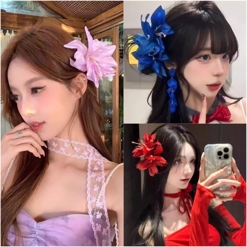 ฤดูร้อน Lily ดอกไม้ Hairpin ด้านข้างปลอมหมวกดอกไม้จําลอง Bangs Hairpin มูลค่าสูงอุปกรณ์เสริมผม Photo อุปกรณ์เสริม