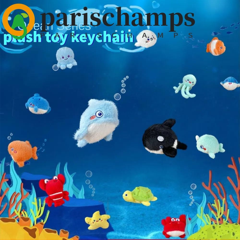 PARISCHAMPS มหาสมุทรสัตว์ตุ๊กตาพวงกุญแจ,เต่าOctopus Plush Whale พวงกุญแจ,แขวนเครื่องประดับปลาดาว PP ผ้าฝ้ายจําลองสัตว์ Whale จี้ขนาดเล็กเด็กสาว