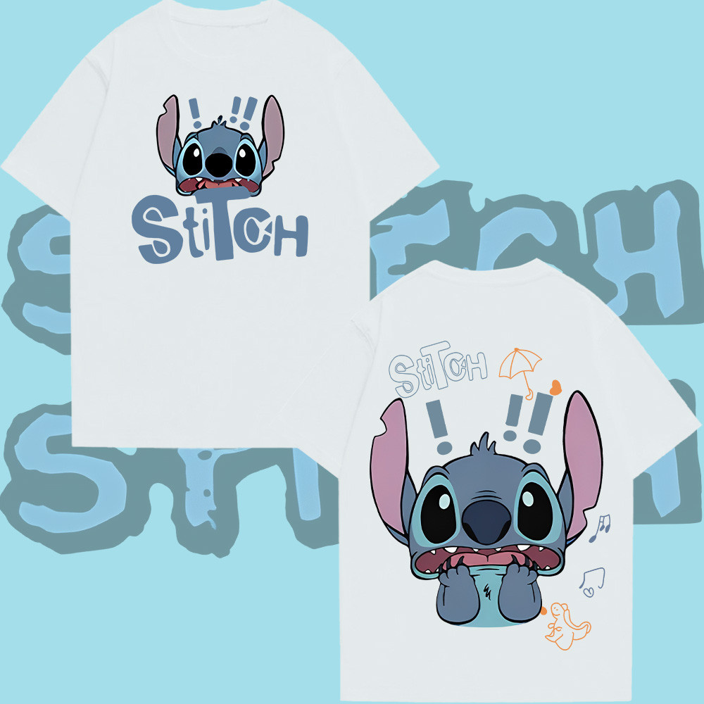 🔥HOT SALE🔥 สไตล์เกาหลี  Stitch Fun Graffiti พิมพ์แขนสั้น Tshirt  S-5XL