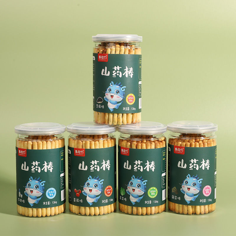 山棒儿童饼干零食磨牙棒手指饼宝宝休闲零食牛奶芝麻海苔味罐装Mountain stick children's biscuit snacks grinding stick finger cake tre