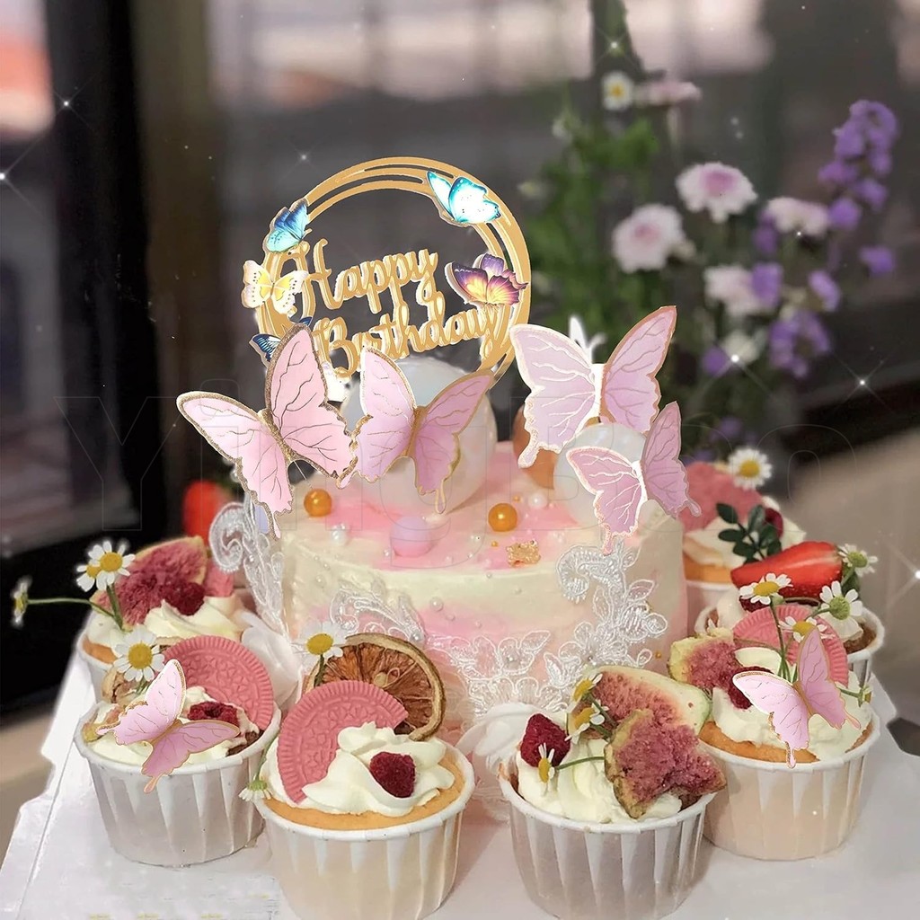 10 ชิ้นผีเสื้อเค้ก Toppers,3D ผีเสื้อ Cupcake Topper Pick สําหรับวันเกิด Baby Shower งานแต่งงานตกแต่งเค้ก - รูปที่ 6