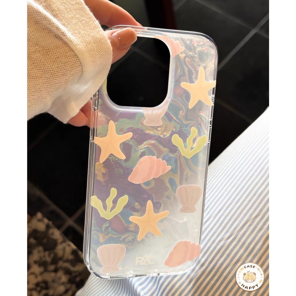 เคสไอโฟน 16 สำหรับ IPhone 11 15 13 12 14 Pro Max 7 16 15 8 Plus XS X XR Max SE 2022 แฟชั่นกราฟฟิตีหอยสังข์เปลือกหอยปอด