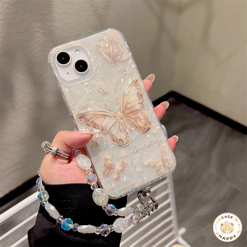 เคสไอโฟน 11 สำหรับ IPhone 15 13 12 16 14 Pro Max X XS XR Max 7 15 8 16 Plus SE 2022 แฟชั่นโรแมนติกผีเสื้อฝันน่ารัก
