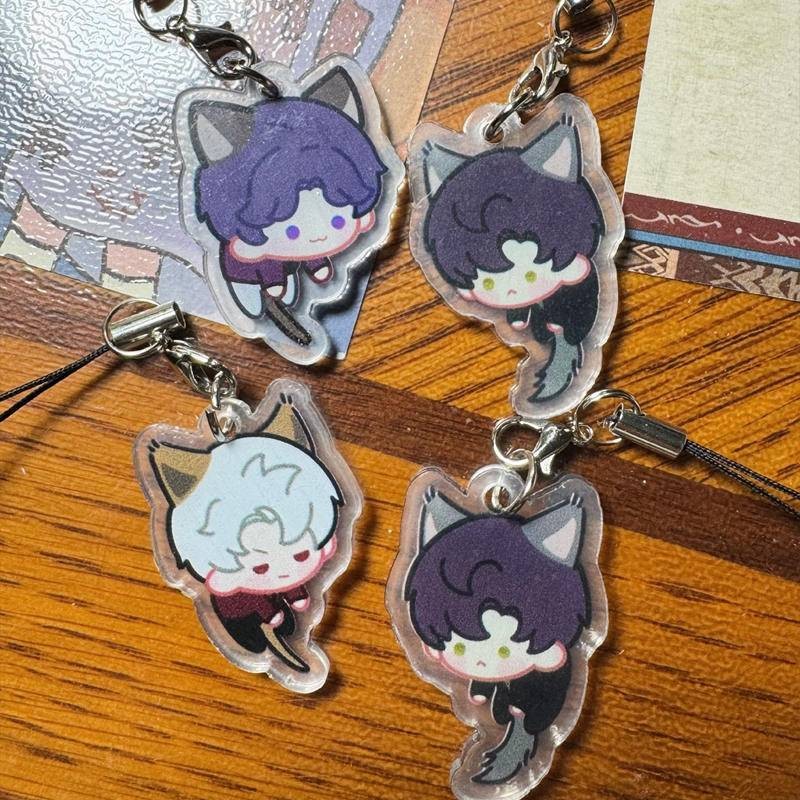 4 ชิ้น/ล็อต Love และ deepspace KeyChain Xavier Zayne Rafayel ralayo Sylus Qin Che Shen Xinghui Li Shen Qi Yu Key Chain สําหรับผู้หญิงแฟชั่น Kawaii รูปอะคริลิคพวงกุญแจจี้ของขวัญ