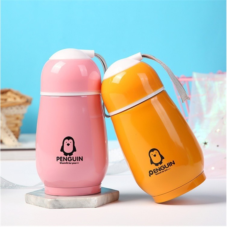 Penguin Thermos Bottle Botol Stainless Steel Double-layer Mini Portable Travel Water Kettle 300ml