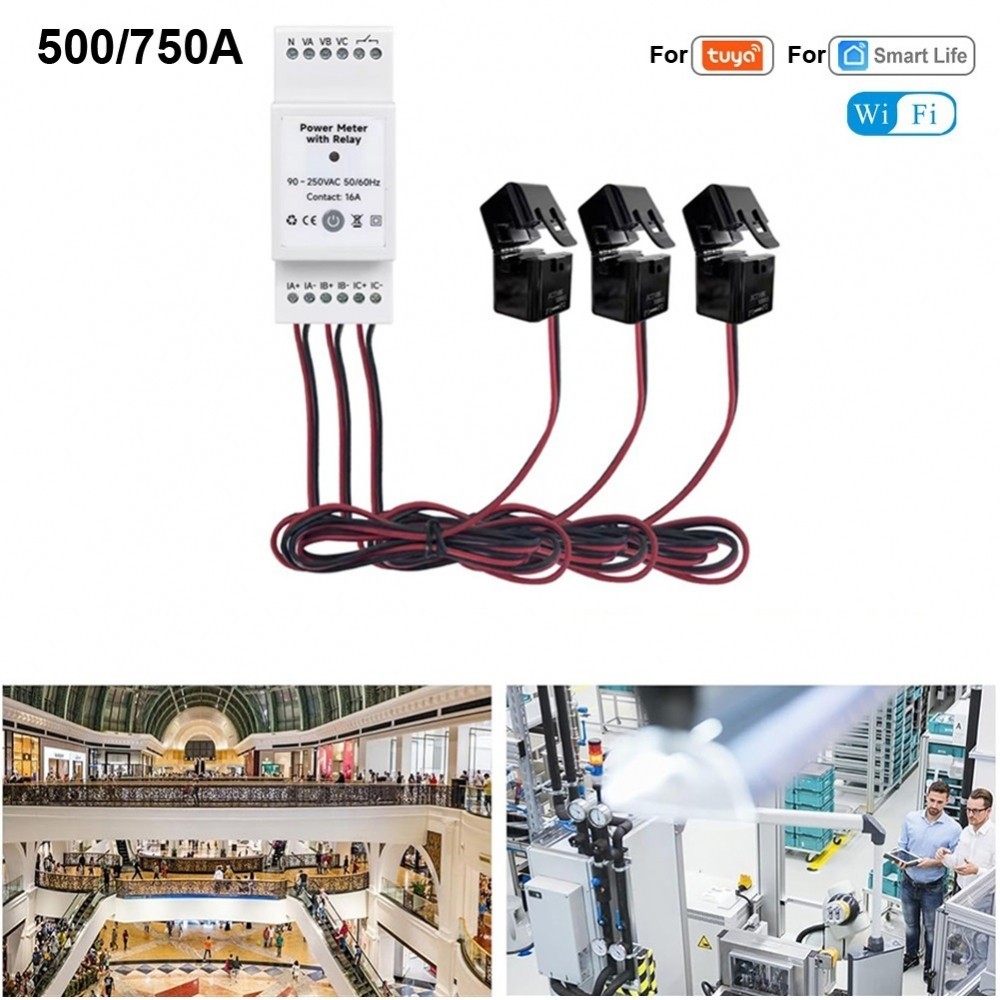 For Tuya Enabled 3Phase Power Monitor with Historical Consumption Tracking