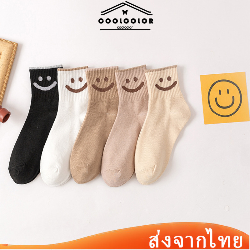 ผู้หญิงถุงเท้ากลางถุงเท้าฤดูใบไม้ร่วงฤดูหนาวน่ารักรอยยิ้มใบหน้าวิทยาลัยลมถุงน่องฤดูใบไม้ผลิฤดูร้อน