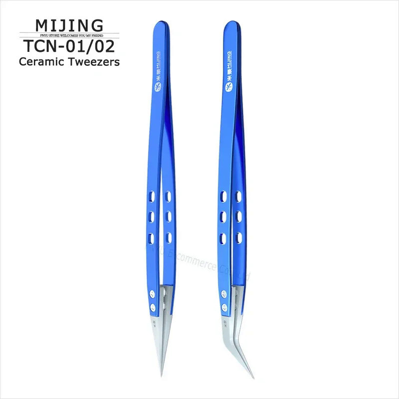 Tweezers MIJING TCN-01 TCN-02 Ceramic Bent Tweezers Anti-static Straight Tip Tweezers Super Fine Mob