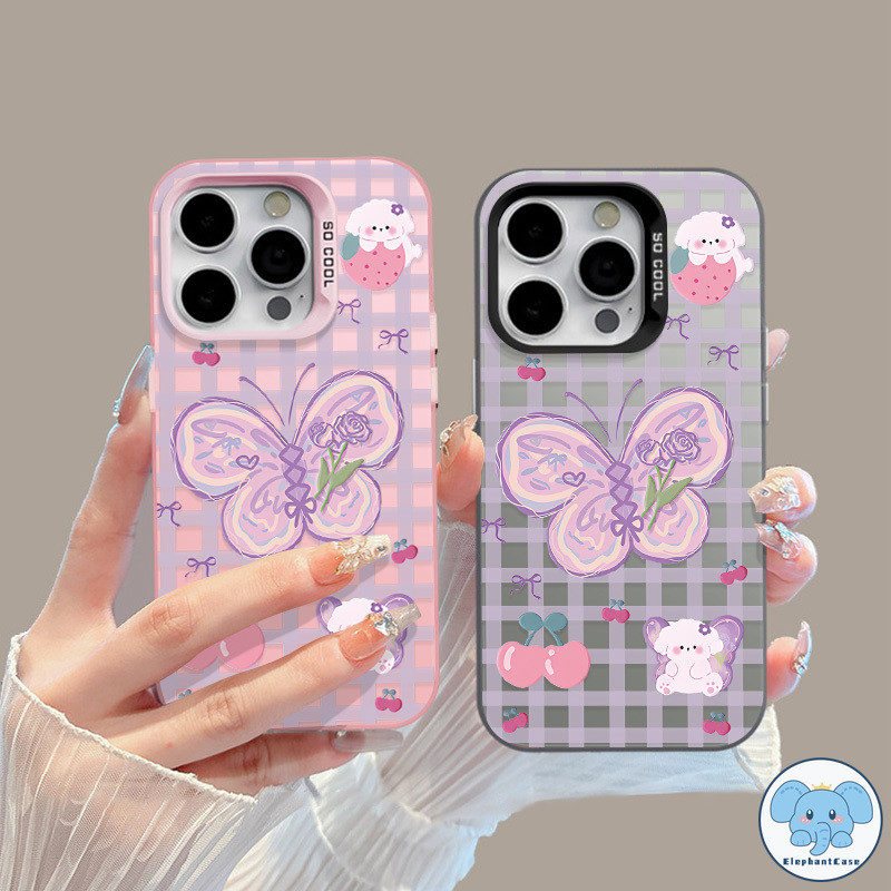 ผีเสื้อน่ารักลูกสุนัขเข้ากันได้เคสไอโฟน 11 16 13 15 14 12 Pro Max XR 7Plus X XS Max 16 7 8 15 14 Plus SE โบว์เชอร์รี่เคส