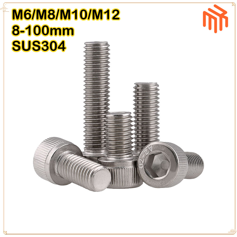 [MX1] น็อต สกรู หัวจม สแตนเลส 304 เกลียวมิล ตลอด หยาบ M6 M8 M10 M12 / Hex Socket Head Cap Machine Screw SUS304