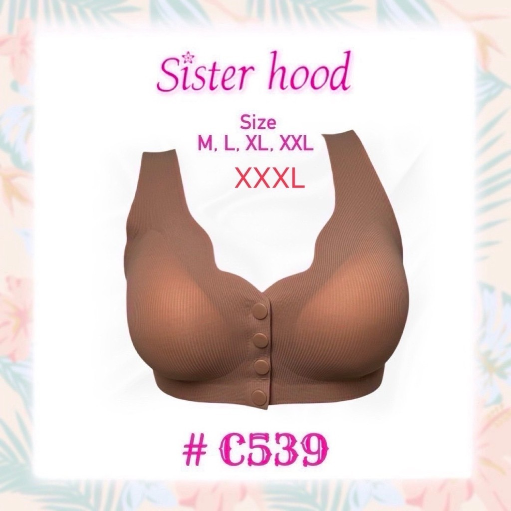 สปอร์ตบรา ไร้ขอบ กระดุมหน้า sister hood 539 ( M-3XL )