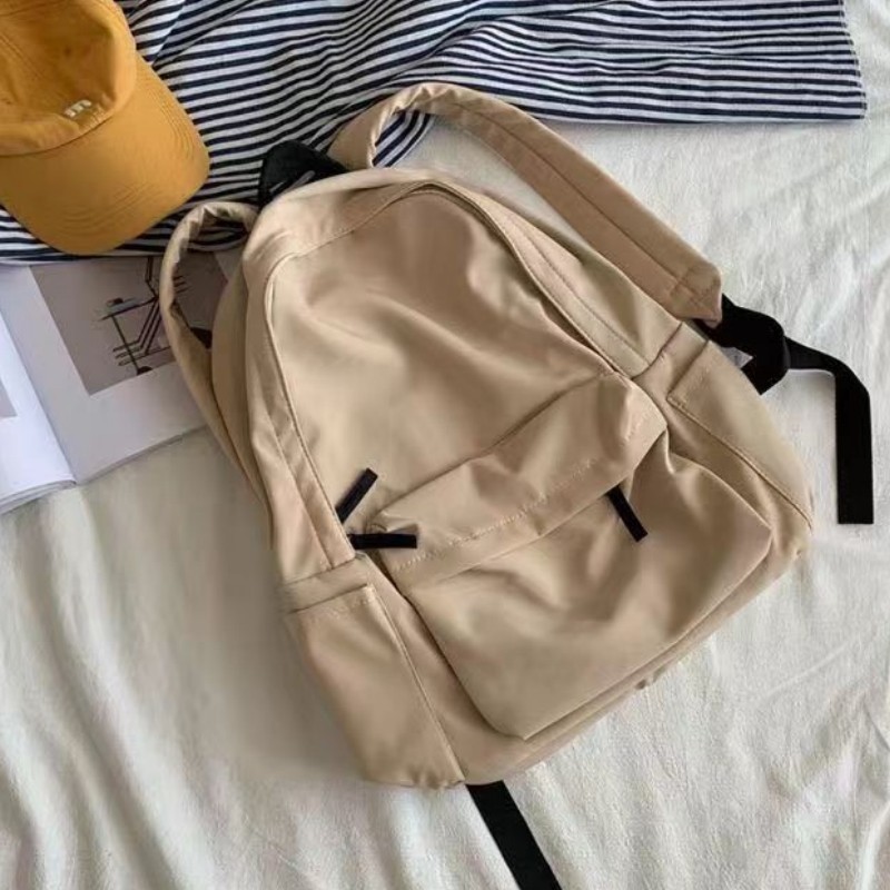 กระเป๋าเป้สะพายหลังความจุขนาดใหญ่แฟชั่นญี่ปุ่นสําหรับเด็กผู้หญิงสีทึบย้อนยุคเรียบง่ายนักเรียนอินเทรนด์ใหม่ลําลองอเนกป - รูปที่ 3