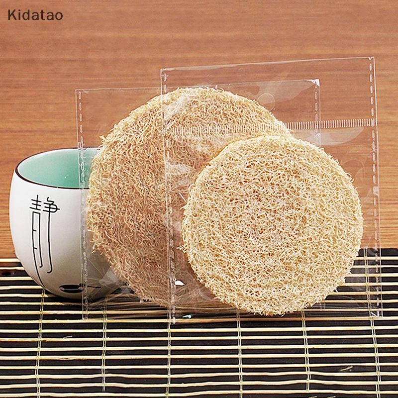 Kidatao รอบ Loofah Mat ฉนวนกันความร้อนหม้อ Mat Tea Coaster กาน้ําชาชุดชาอุปกรณ์เสริมเดี่ยว/สองชั้น Loofah ใหม่