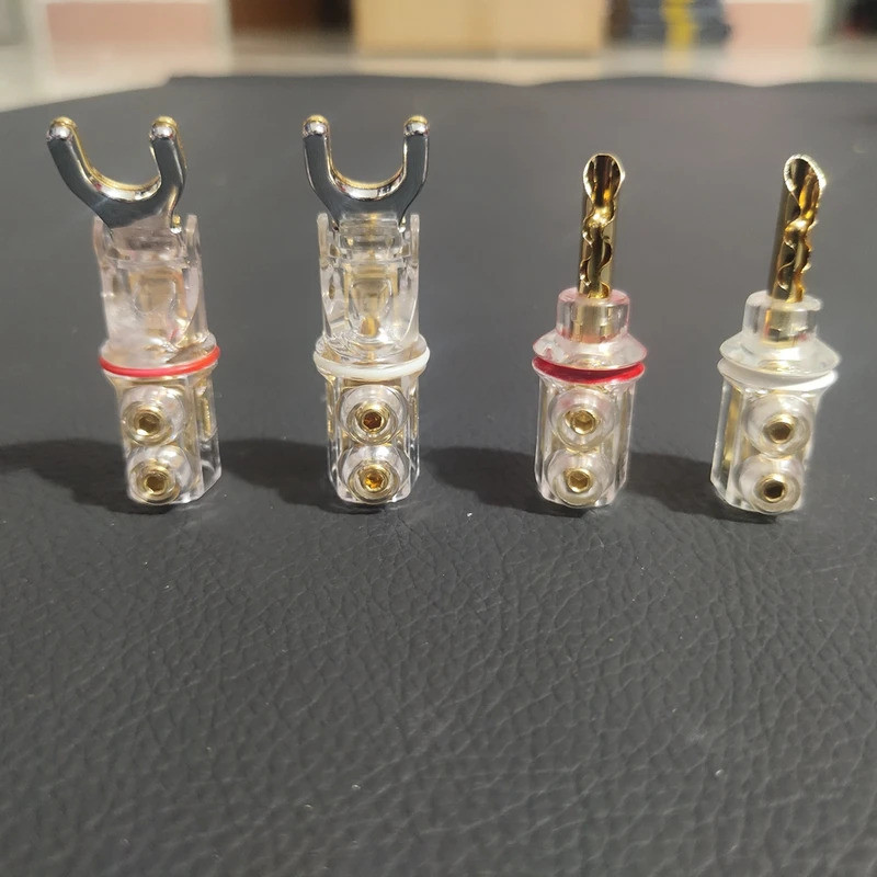 Original WBT ไม่มีบัดกรี Y/U Spade ปลั๊กชุบทอง BFA Hifi Audio ปลั๊กกล้วย 4 มม.สําหรับสายลําโพงอะแดปเตอร์เชื่อมต่อ 4 ชิ้น/เซ็ต
