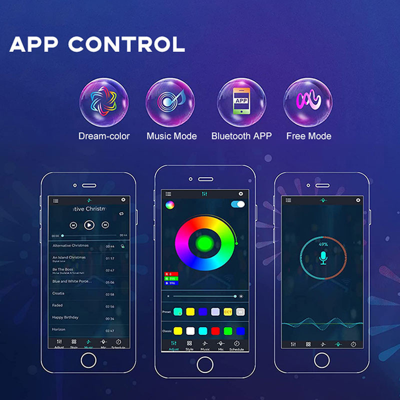 ไฟสายไฟเปลี่ยนสีได้ สายไฟ LED 180 ดวง ซิงค์เสียงเพลง พร้อมรีโมตคอนโทรล APP 5050 RGB สําหรับตกแต่งคริสต์มาส - รูปที่ 4