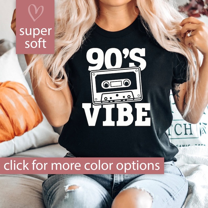 90s Shirt for Women, 90s Vibe Shirt, Retro 90's Shirt for 90s Party, 90's Vibe Cassette Shirt, Retro