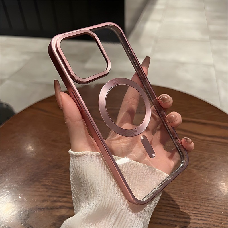 หรูหรา Frosted ชุบโปร่งใสเคสโทรศัพท์สําหรับ iPhone 16 Pro Max ปลอกชาร์จแม่เหล็กสําหรับ iPhone 15 11 12 13 14 Pro Max 14 PLUS 15 PLUS 16 PLUS นุ่มกันกระแทก Clear Cover
