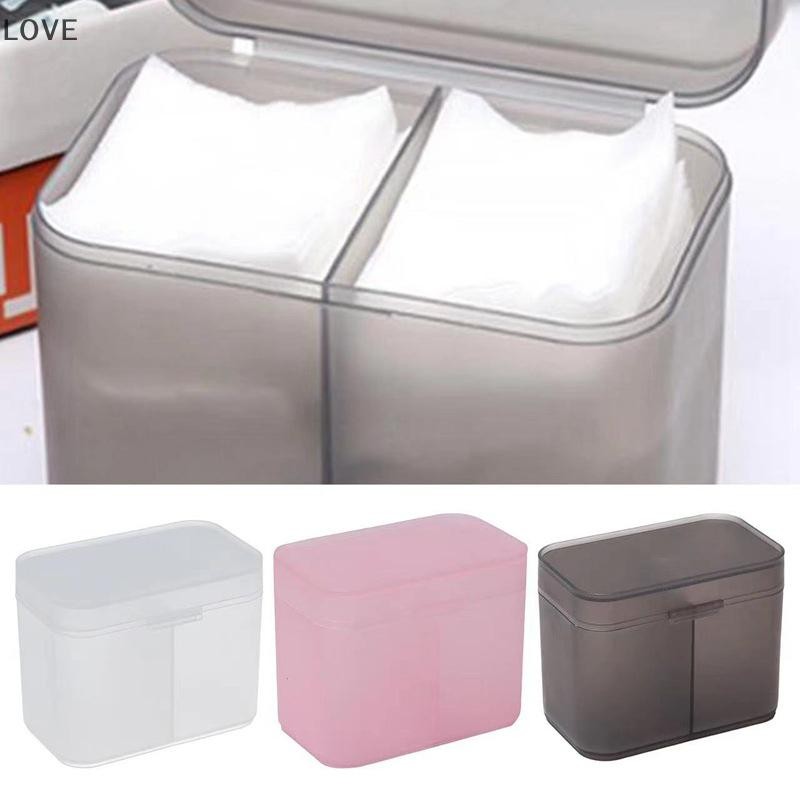 [JJCW] สําลีแผ่นเช็ดเล็บแปรงแต่งหน้ากล่องเก็บของที่ใส่คอนเทนเนอร์กรณีอิสระ Double-Compartment QQW