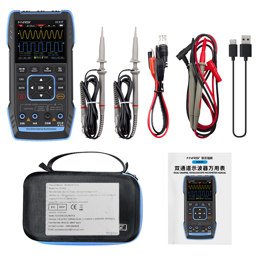 Pcbfun 2C53T อัพเกรด 3in1 Oscilloscope มัลติมิเตอร์สัญญาณเครื่องกําเนิดไฟฟ้า 50MHz Bandwidth 250MS Rate Dual Channel 20000 นับ