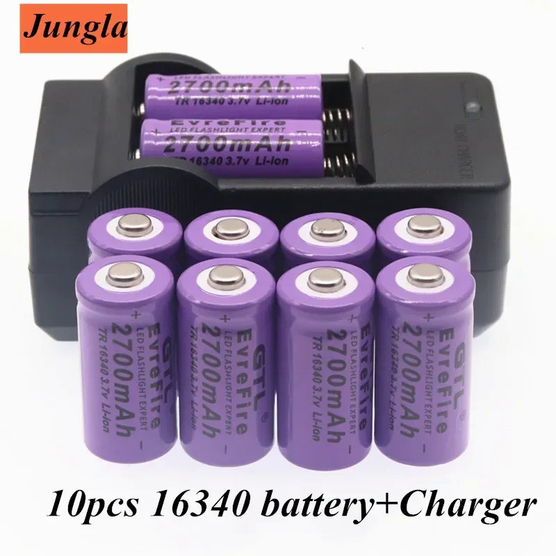 2021 original 16340 Battery CR123A 16340 Battery 2700mAh 3.7V Li-ion Rechargeable Battery+16340 Char
