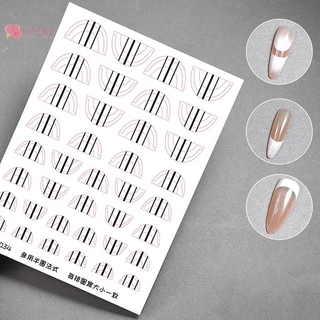 Renbg ฝรั่งเศสเล็บแถบเล็บรูปแบบ Fringe Tip Guides สติกเกอร์ Diy หยักสายเล็บเคล็ดลับคู่มือสติกเกอร์ลายฉลุแถบเครื่องมือ TH