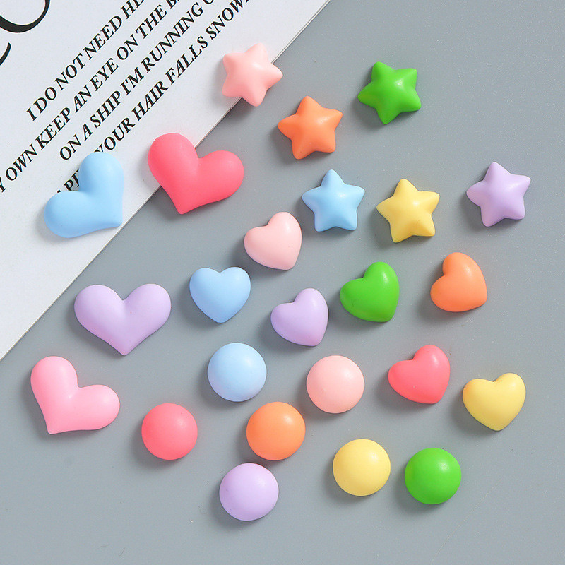 10pcs 10pcs ครีมกาว DIY สีลูกกวาดรูปดาวห้าแฉกรักซาลาเปากิ๊บติดผมทำด้วยมือเคสโทรศัพท์มือถือเครื่องประดับอุปกรณ์เรซิน