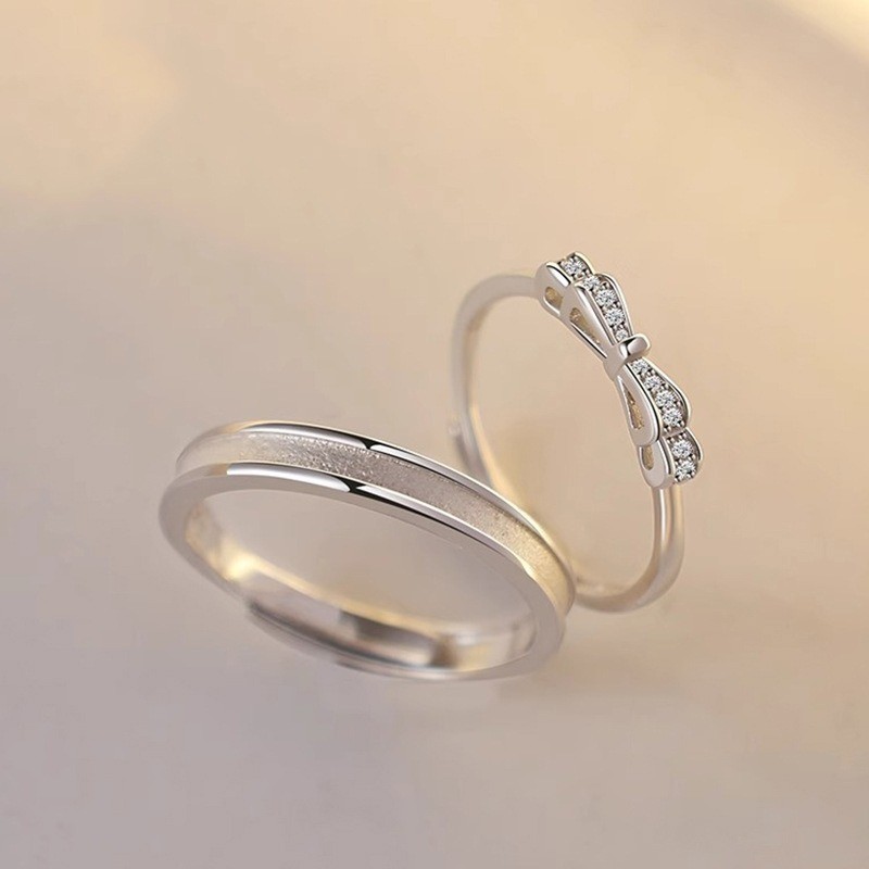 สัญญาแหวนคู่ 2025 ใหม่แหวนโบว์สาวของขวัญวันวาเลนไทน์ ความทรงจํา