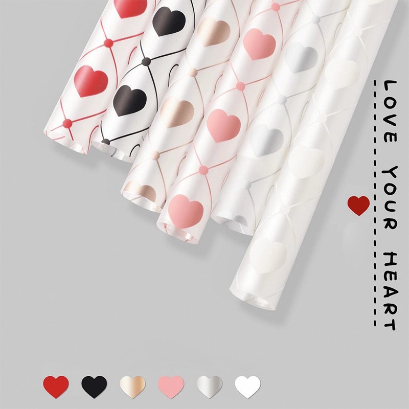 20 แผ่น 56x56 ซม. กระดาษบรรจุภัณฑ์ดอกไม้หัวใจรัก Frosted ดอกไม้โปร่งใส DIY วัสดุกระดาษห่อ - รูปที่ 4