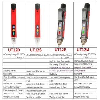 UNI-T UT12D / UT12E / UT12M เครื่องตรวจจับแรงดันไฟฟ้า AC แท่งดินสอแบบไม่สัมผัส ปากกาไฟฟ้า 24V-1000V