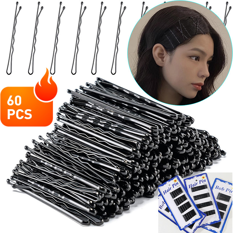 60ชิ้นสีดําตรงกิ๊บเรียบกิ๊บขนาดเล็กที่มองไม่เห็นเรียบคลิปที่เรียบง่ายปฏิบัติกิ๊บ