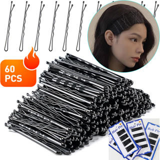 60ชิ้นสีดําตรงกิ๊บเรียบกิ๊บขนาดเล็กที่มองไม่เห็นเรียบคลิปที่…