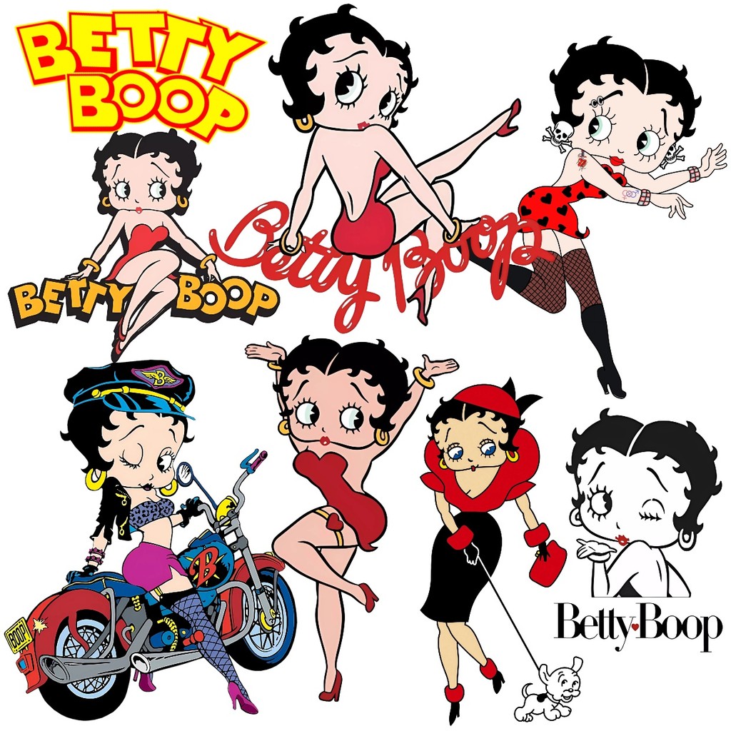 Betty Boop การ์ตูนการถ่ายเทความร้อน DIY หมวกซักได้, กระเป๋าเป้สะพายหลังผ้าปั๊มร้อนสติกเกอร์ตกแต่ง