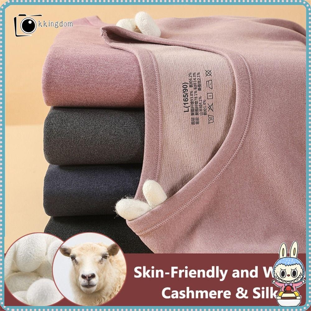 Kkingdom Warm Long Sleeve Shirt & Leggings Set, Fleece Lined Base Layer Womens Thermal Lingerie Set, Classic Winter Ski Cold Weather Top and Bottom for Women
