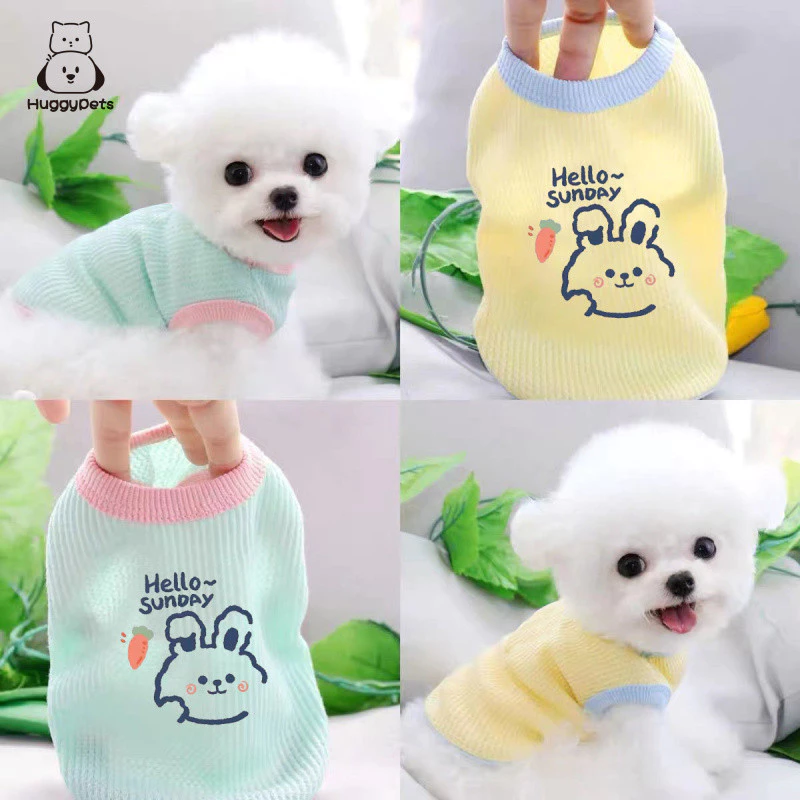 ชุดสุนัข HuggyPets สไตล์บางสำหรับฤดูร้อน สำหรับแมว เท็ดดี้ บิชอน คอร์กี้ ปอมเมอเรเนียน สุนัขตัวเล็ก เสื้อกั๊กสัตว์เลี้ยงฤดูใบไม้ผลิ