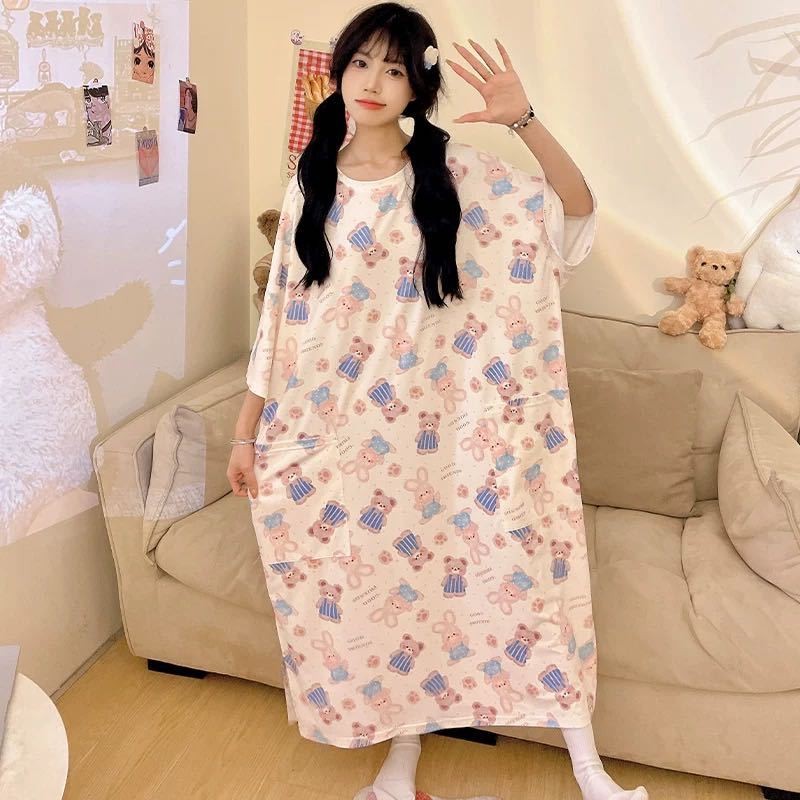 YAN@YAN KAPAN SLEEPING DRESS ยาวพร้อมกระเป๋า PYJAMAS -20580