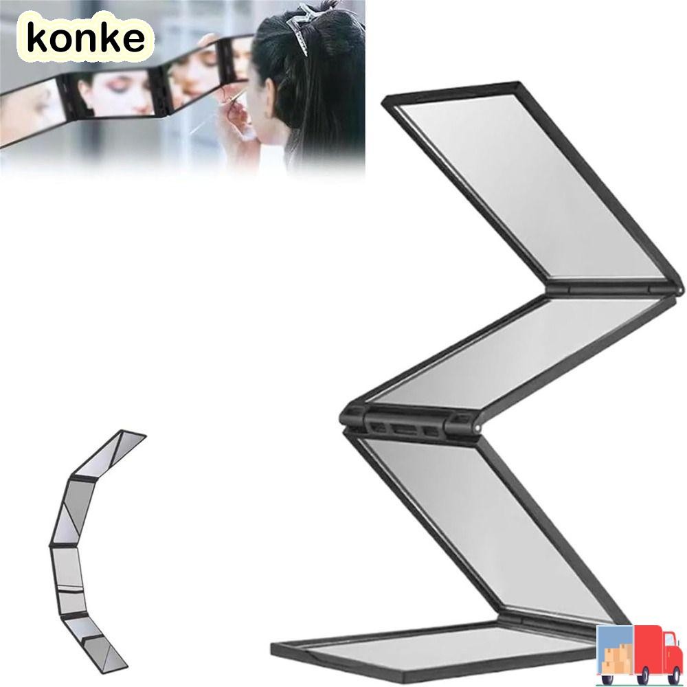 KONKE กระจกพับหลายมุม, กระจกส่องมุมมอง 360 องศาแบบใช้มือถือ, กระจก 4 ทางพับได้แบบพกพาสําหรับตัดผมด้วยตนเอง