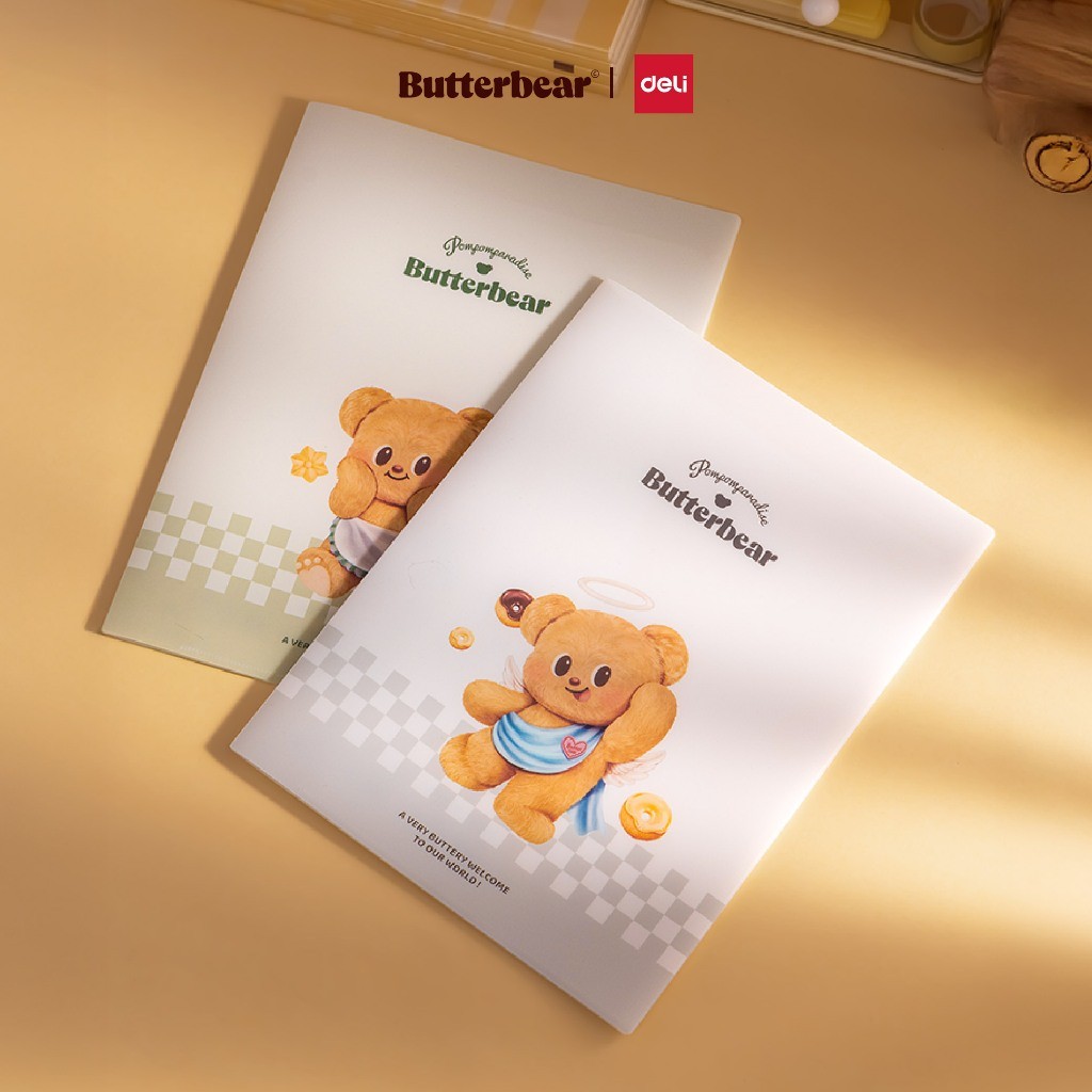 (ButterBear X Deli) แฟ้ม แฟ้ม4ช่อง แฟ้มใส่เอกสาร แฟ้มหมีเนย แฟ้มบัตเตอร์แบร์ มี2สี (เขียว/เทา)