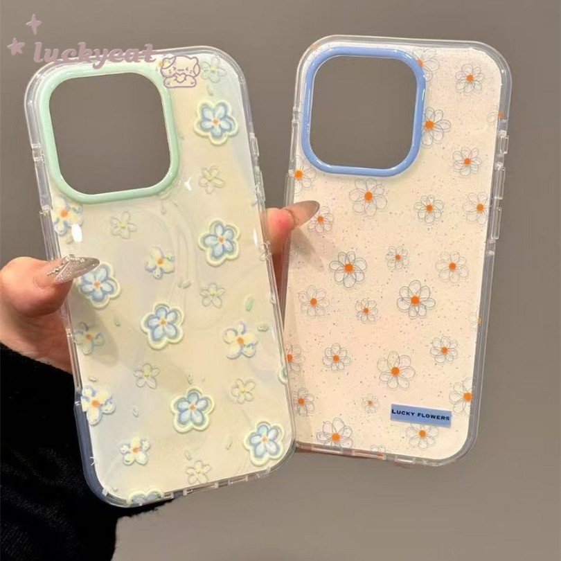 เข้ากันได้กับ iPhone 16 15 14 13 12 11 Pro Max X Xr Xs Max 7 8 Plus SE2020 เคสโทรศัพท์ Ins Gradient ดอกไม้ฤดูใบไม้ผลิรูปแบบ Clear Soft + Lanyard ฝาหลัง