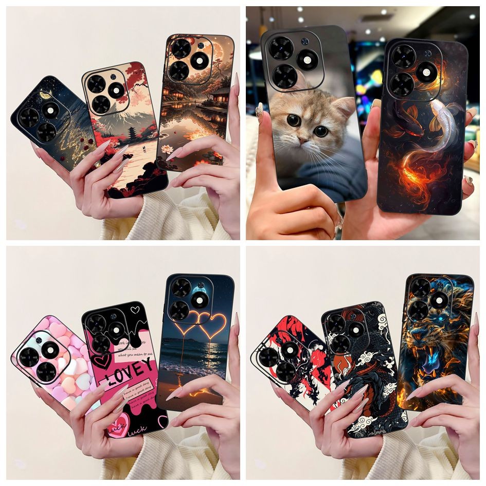 ปลอกกันกระแทกสําหรับ Tecno Spark Go 2024 BG6 กรณี Cool Dragon Cat Love Heart เคสโทรศัพท์สําหรับ Tecn