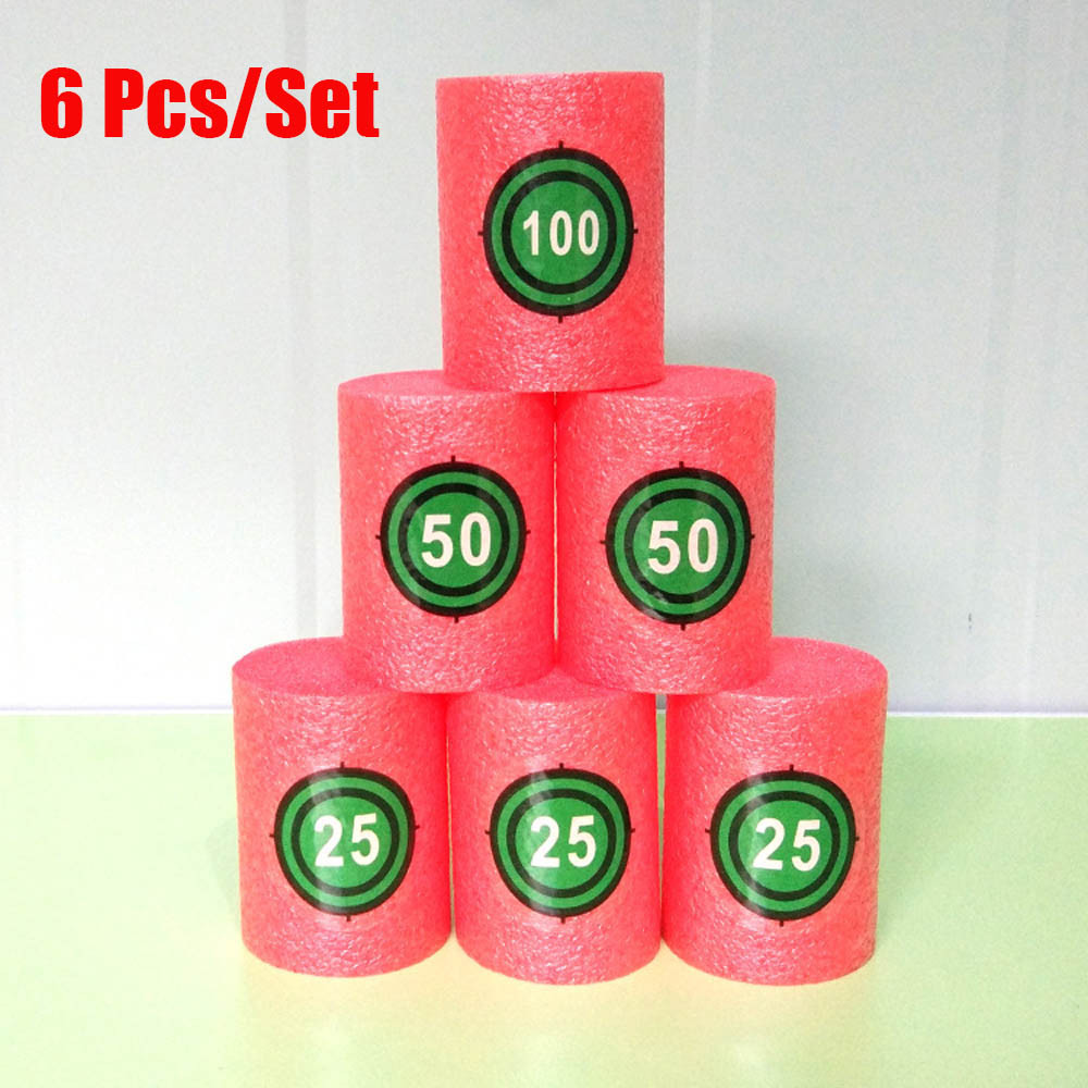 6 ชิ้น EVA Barrel Target, Bucket Target, EVA Foam NERF Target