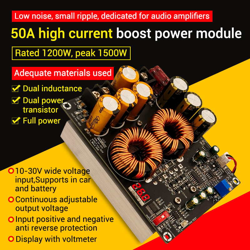 DIYMORE ZK-PW1200 1200W 50A high current boost โมดูล dual inductor เพียงพอพลังงานขนาดเล็ก ripple เคร