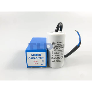 DUCATI แคปรัน **ชนิดสาย** 12.5uF 450V. คาปาซิเตอร์ รัน ยี่ห้อ Ducati เกรดสูง capacitor ตัวเก็บประจุไฟฟ้า อะไหล่ปั๊ม อ...