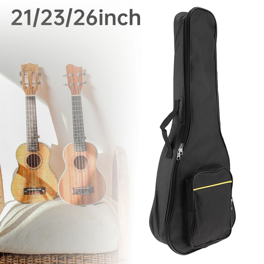 21 / 23 / 26 นิ้วสีดําแบบพกพา Ukulele กระเป๋า Soft Case Gig สําหรับ Soprano / Concert / Tenor Ukulel